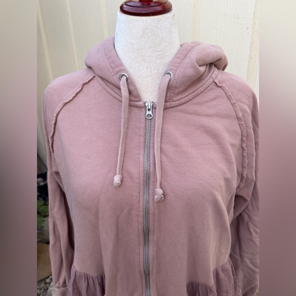 Free People Moon Dust Moondust Hoodie Zip Cardigan Tiered Boho Hood Cardi - Picture 3 of 7